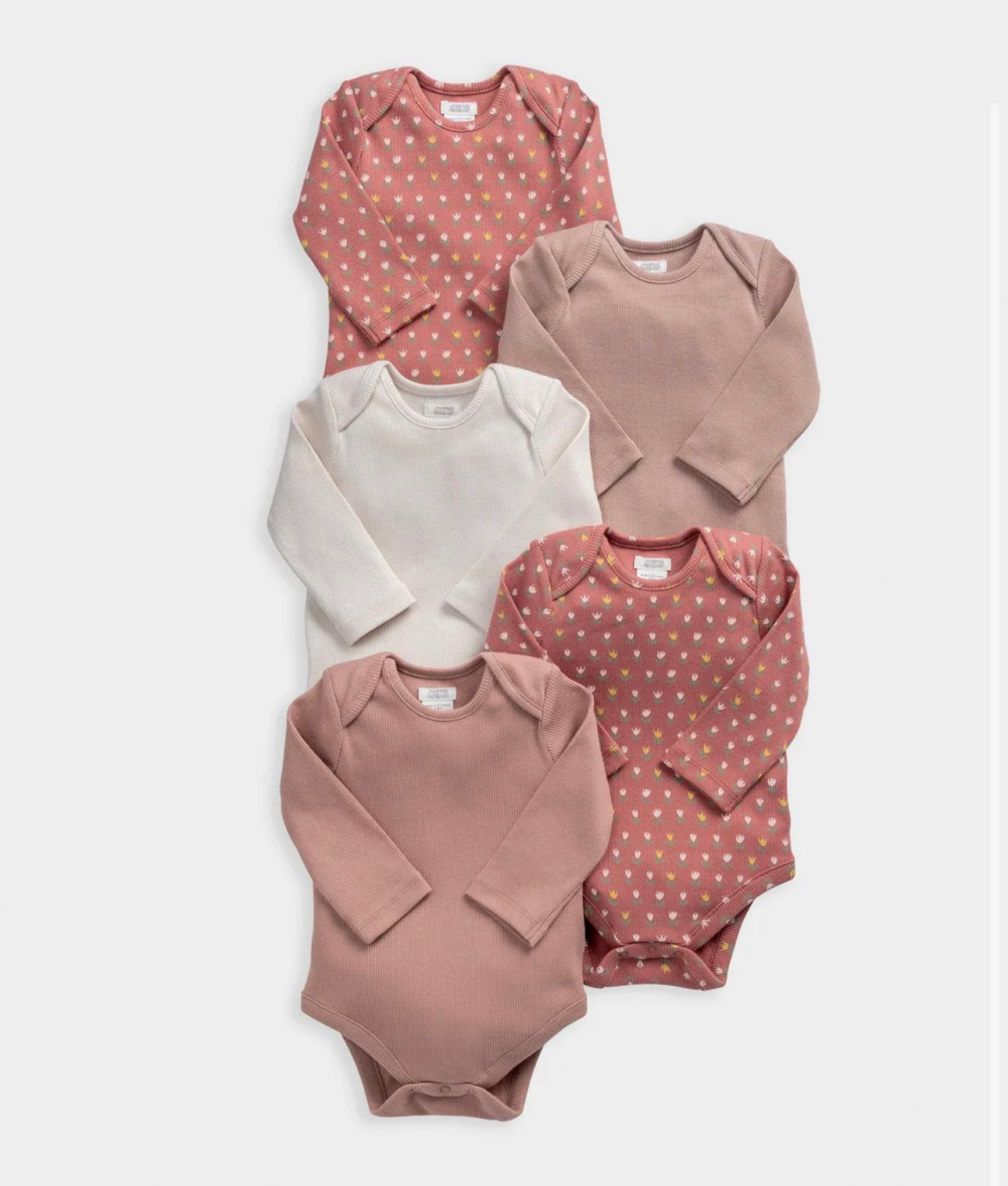 Woodblock Longsleeve Bodysuits (Pack of 5)