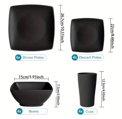 16-Piece Square Dinnerware Set