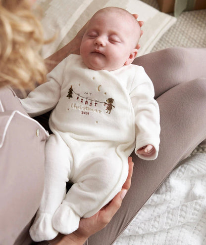 My First Christmas Velour All-in-one