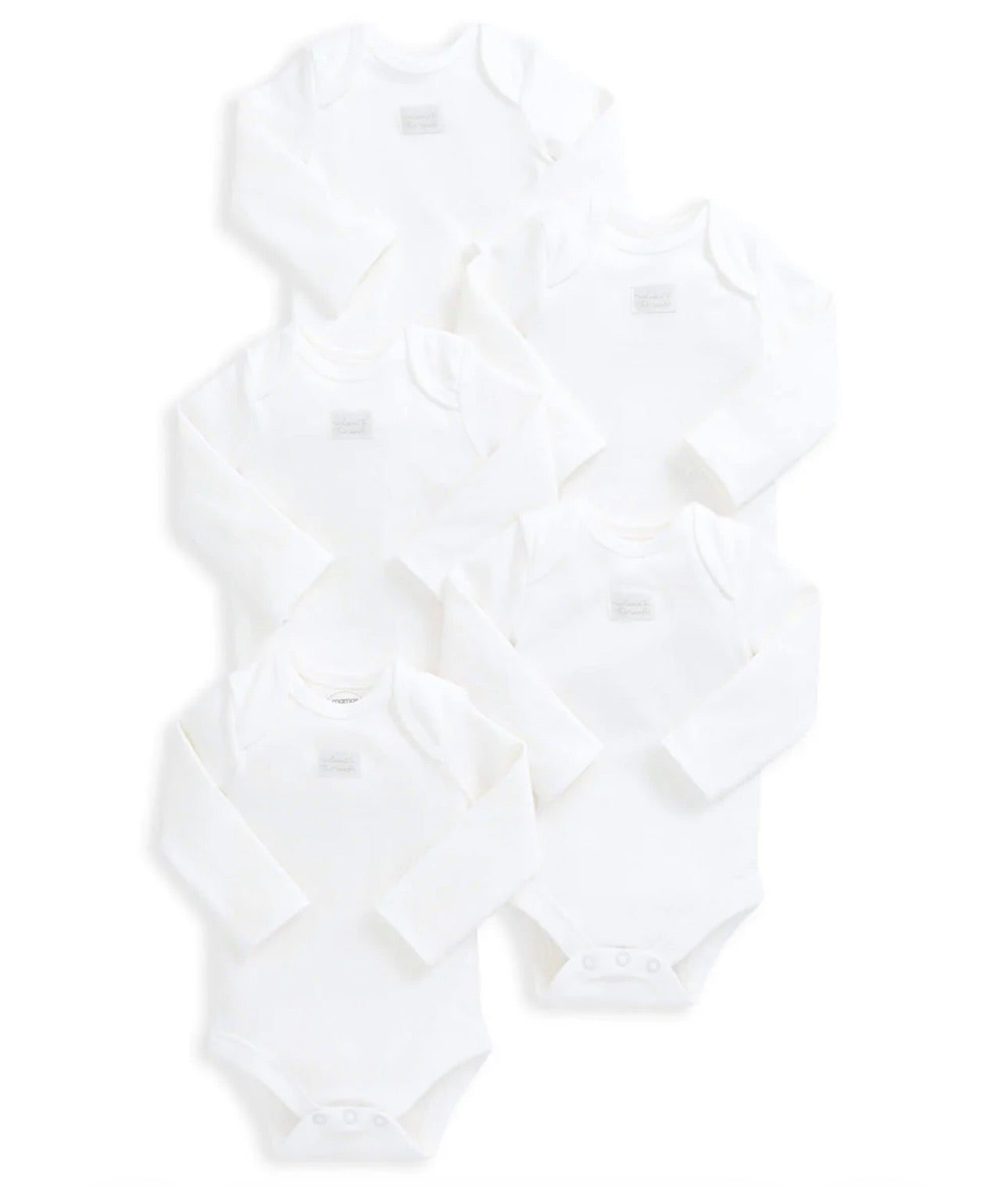 Organic Cotton Longsleeved Bodysuits (5 Pack) - White