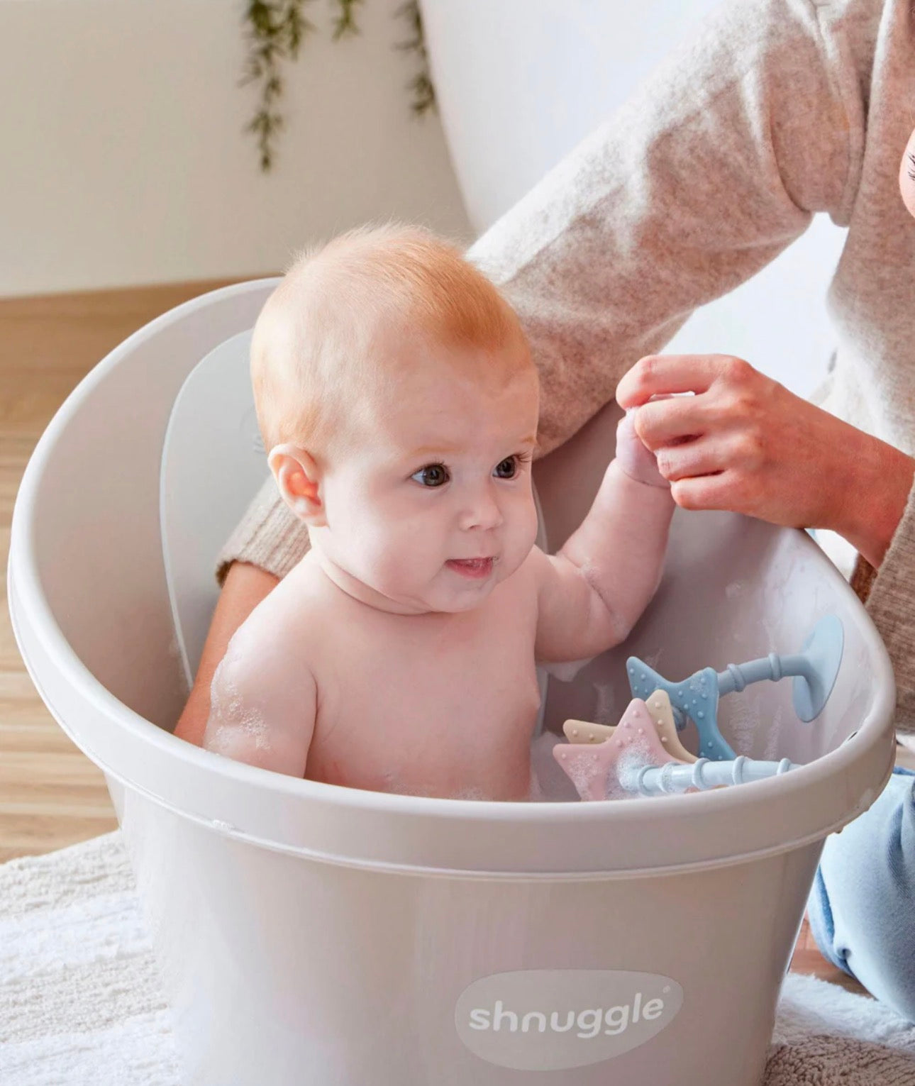 Shnuggle Newborn Baby Bath - Taupe